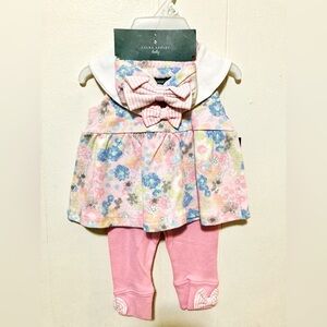 Laura Ashley Floral 3 Piece Set Top Pants Headband Size 0-3 M